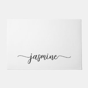 Tapete Script de Nome de Monograma Personalizado Branco S
