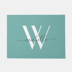 Tapete Script de Nome do Monograma do Teal Elegante