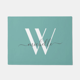 Tapete Script de Nome do Monograma do Teal Elegante