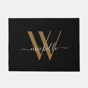 Tapete Script inicial do nome do monograma Dourado preto 