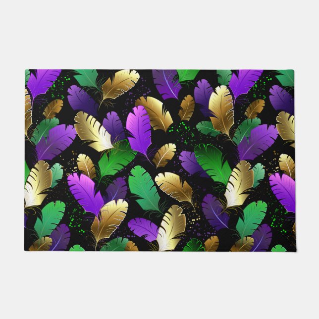 Tapete Seamless Pattern with Mardi Gras feathers (Frente)