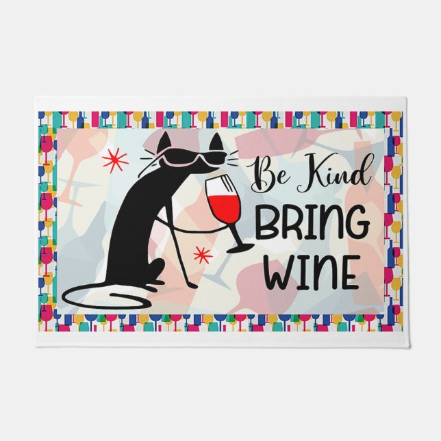 Tapete Seja gentil Traga o amante do gato do vinho, prese (Frente)