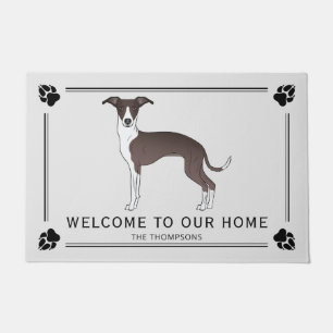 Tapete Selo E Italian Greyhound Branco E Patas E Texto