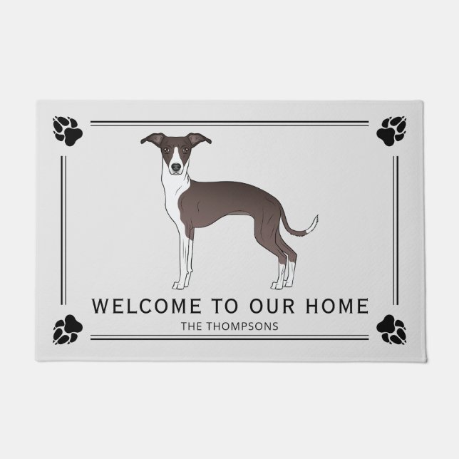 Tapete Selo E Italian Greyhound Branco E Patas E Texto (Frente)