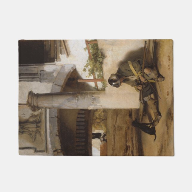 Tapete Sentinela guardando um portão com seu cachorro de  (Frente)