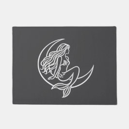 Tapete Sereia na Lua Crescente (Arte de Linha Branca)