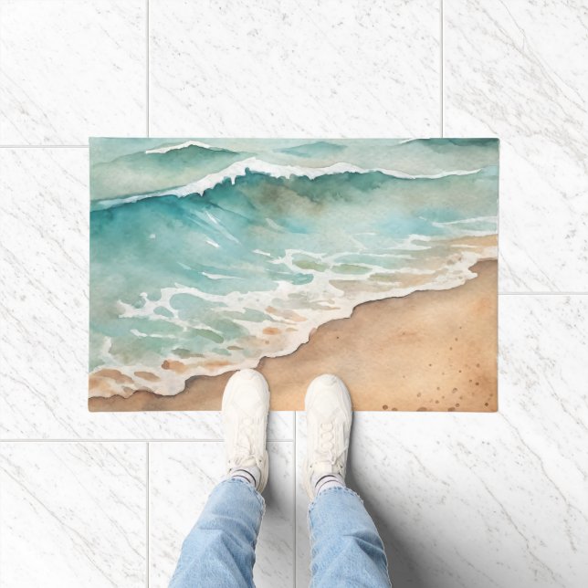 Tapete Serene Watercolor Beach Waves - Ocean Vibes (Interior)