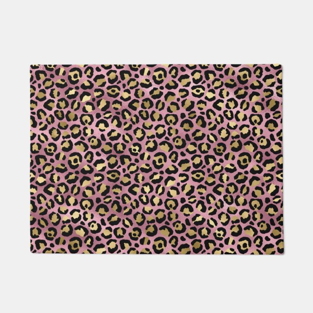 Tapete Série de Design Leopardo Rosa e Dourado 15 (Frente)