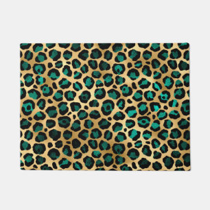 Tapete Série Leopardo Teal e Dourada Design 14