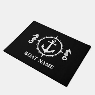 Tapete Seu Barco Nome Seacavalo Âncora Preto