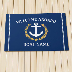Tapete Seu nome de barco Anchor Laurel Welcome Aboard Mar