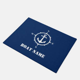 Tapete Seu nome de barco Compacte Marinho de âncora azul