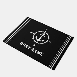 Tapete Seu Nome De Barco Compass Anchor Moderno Preto