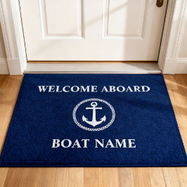 Tapete Seu nome de barco Sea Anchor Blue Welcome Aboard