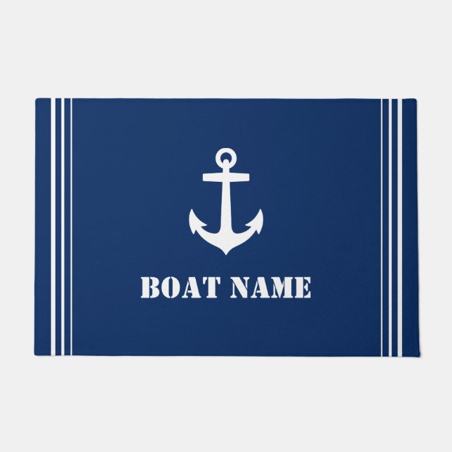 Tapete Seu nome de boi Anchor Marinho Blue Entryway (Frente)