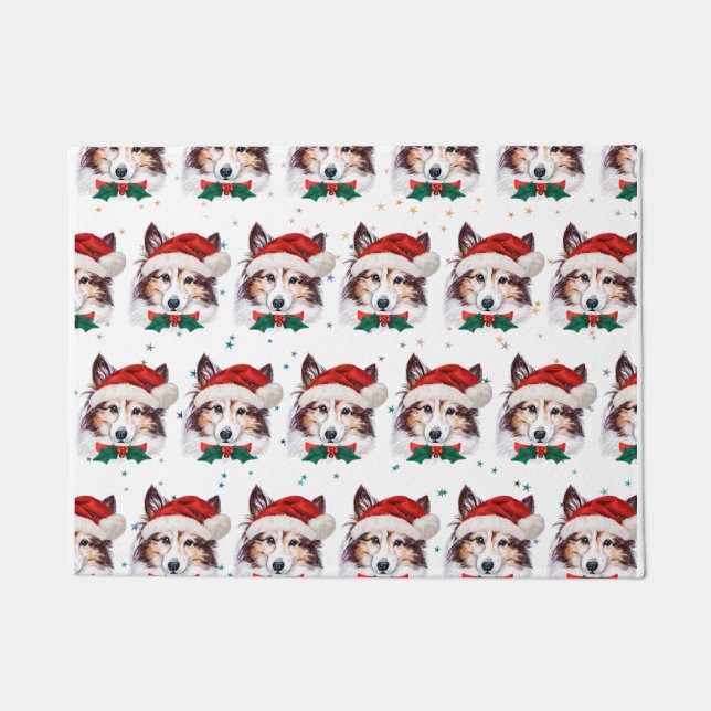 Tapete Sheltie Dog Breed Christmas Stars (Frente)