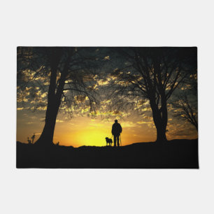 Tapete Silhueta de Árvore do Homem e Cachorro no Sunset