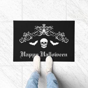 Tapete Silhueta de Caveira e Morcegos Feliz Halloween Pre