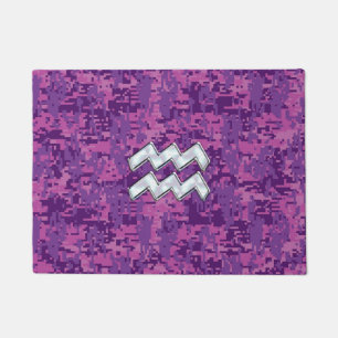 Tapete Símbolo Aquarius Zodiac na Camuflagem Digital Rosa