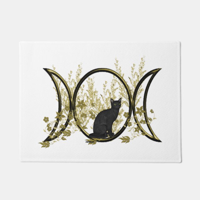 Tapete Símbolo da Lua Tripla de Gato Negro (Frente)