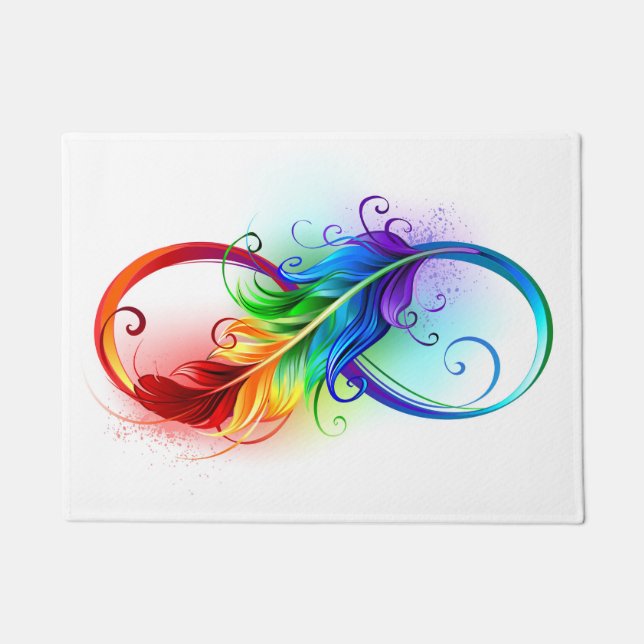 Tapete Símbolo infinito com pena de arco-íris (Frente)
