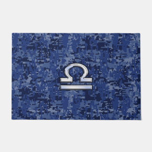 Tapete Símbolo Libra Zodiac na Camuflagem Digital Azul