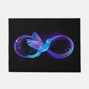 Tapete Símbolo Neon Infinity com Hummingbird brilhante