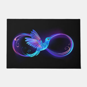Tapete Símbolo Neon Infinity com Hummingbird brilhante