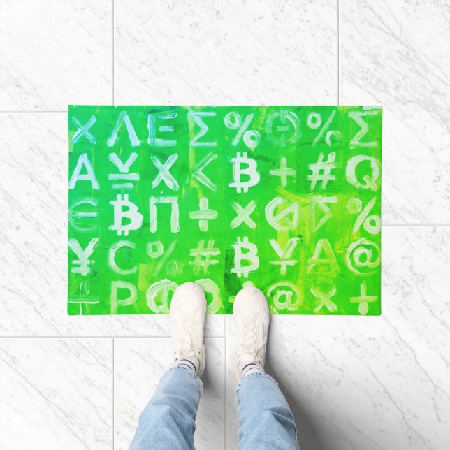 Tapete Símbolos de Bitcoin (Lucro Brilhante Verde - 2) (Interior)