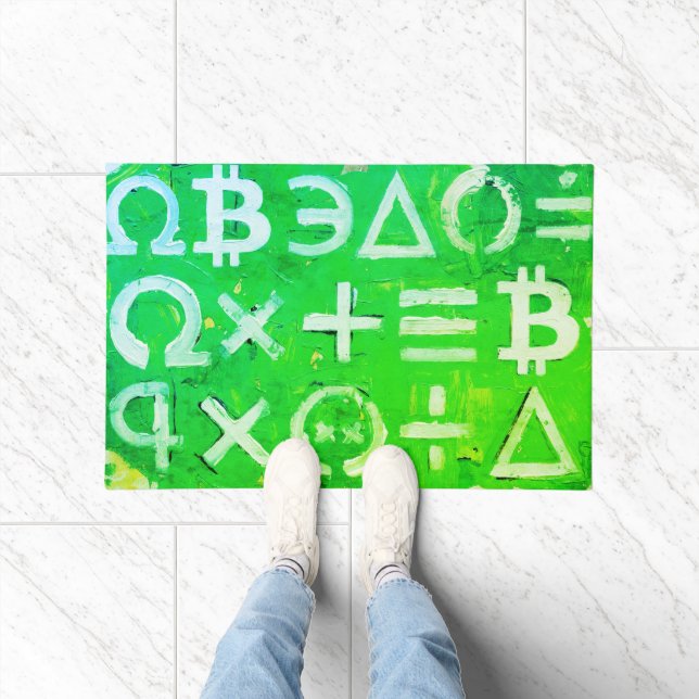 Tapete Símbolos de Bitcoin (Lucro Brilhante Verde - 5) (Interior)