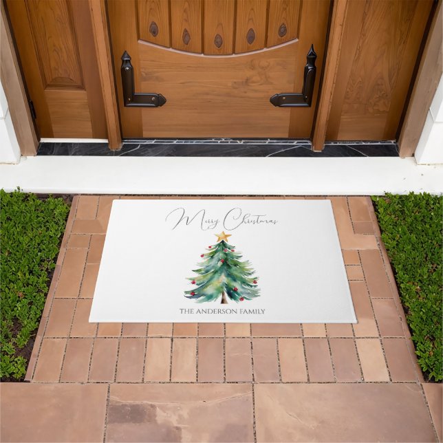 Tapete Simples Aquarela Feliz Árvore de Natal (Ar livre)