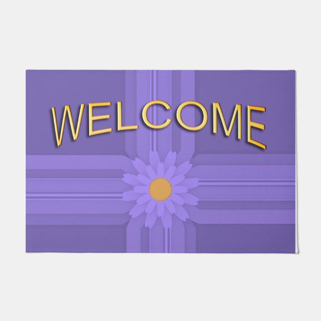 Tapete Simples Flores Roxas na Cruz de Boas-vindas (Frente)