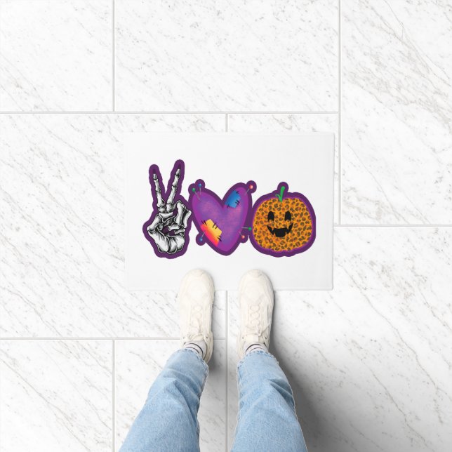 Tapete Skeleton Pumpkin Peace Love Halloween (Interior)