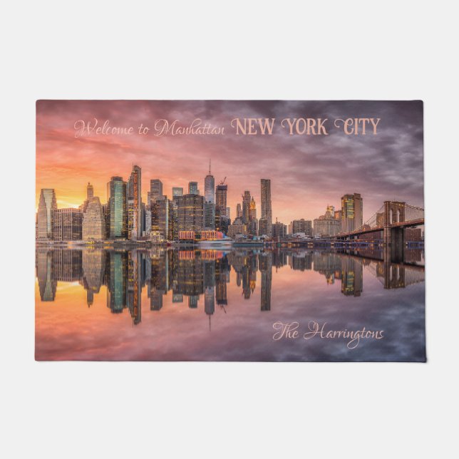 Tapete Skyline de Nova Iorque de Texto Personalizado (Frente)