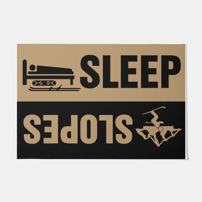 Tapete Sleep Slope Doormat, Ski Lodge Decore Bem-vindo (Frente)