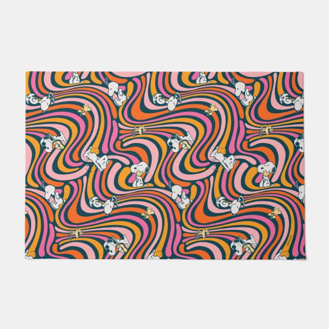 Tapete Snoopy & Woodstock Groovy Vibes Púrpura Padrão (Frente)