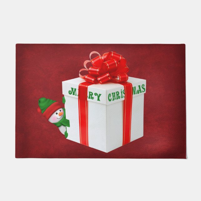 Tapete Snowman de Natal Com Presente (Frente)