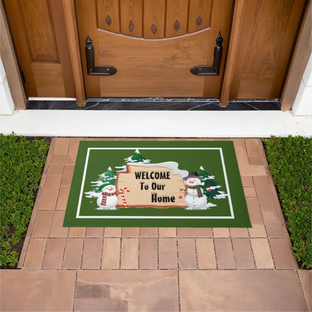 Tapete Snowmen Greeting  Doormat (Ar livre)