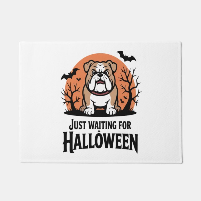 Tapete Só esperando o cachorro de Halloween (Frente)