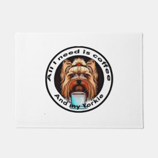 Tapete Só preciso de café e do meu Yorkie. Citação engraç