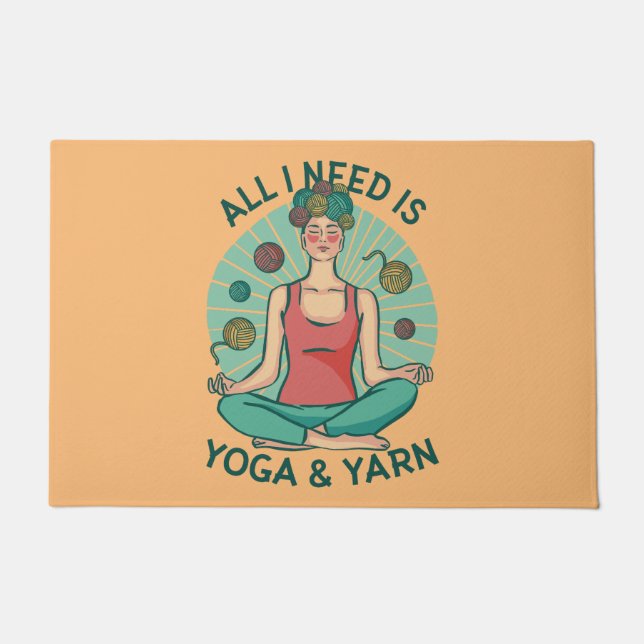 Tapete Só preciso de Yoga e Yarne Phrase (Frente)