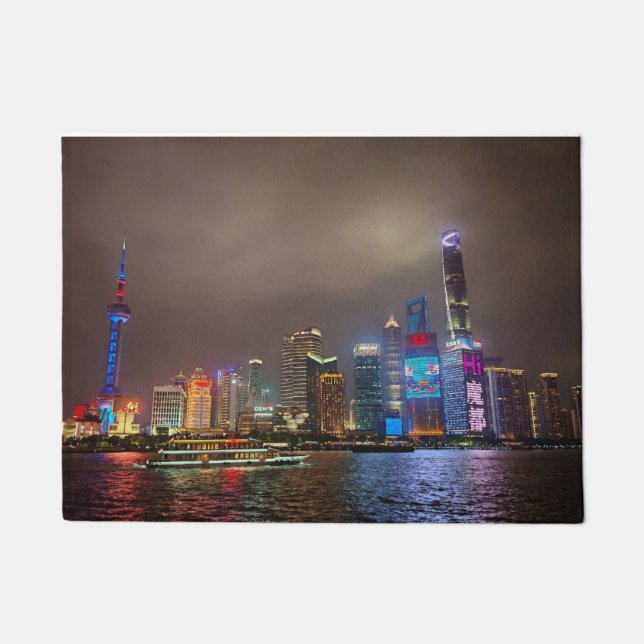 Tapete Sonhos Elétricos - Futurística Shanghai Skyline, A (Frente)