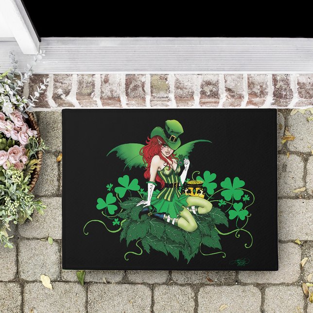 Tapete Sorte Verde Irlandês Fada Cabelo Vermelho Trevo (Criador carregado)