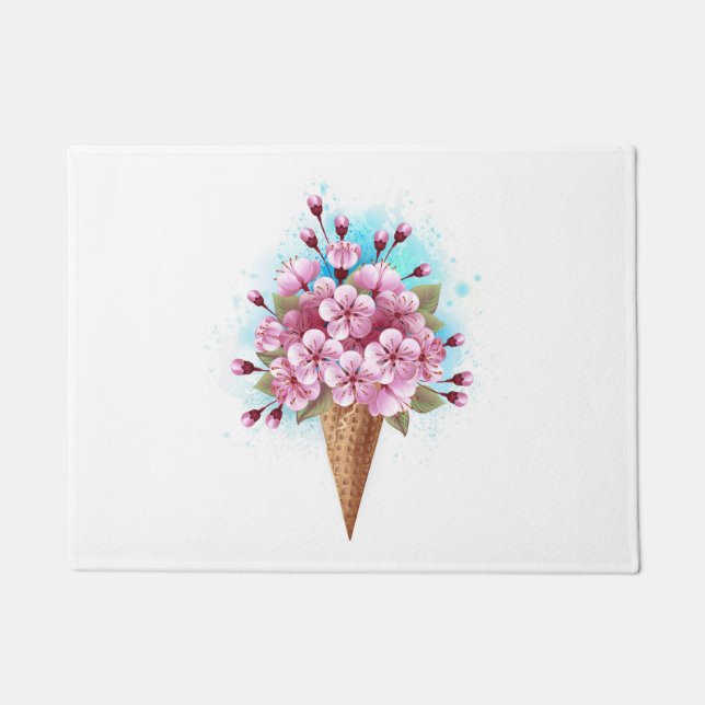 Tapete Sorvete Waffle Rosa Sakura Cone (Frente)