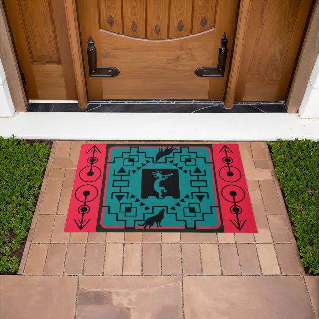 Tapete Southwest Pattern Wolf e Kokopelli (Ar livre)