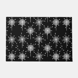Tapete Sputnik Starburst Flores Negras Cinzas