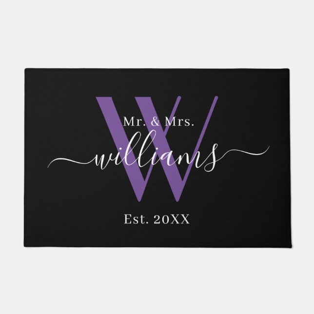 Tapete Sr. Elegante E Sra. Black Purple Monogramme (Frente)
