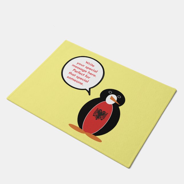 Tapete Sra. Penguin Personalizada Albânia (Inclinado)