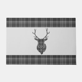 Tapete Stag Head Antler Rustic Cinza Tartan Patterno