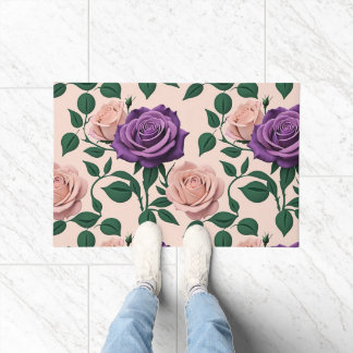 Tapete Stylized Purple Roses With Green Accents